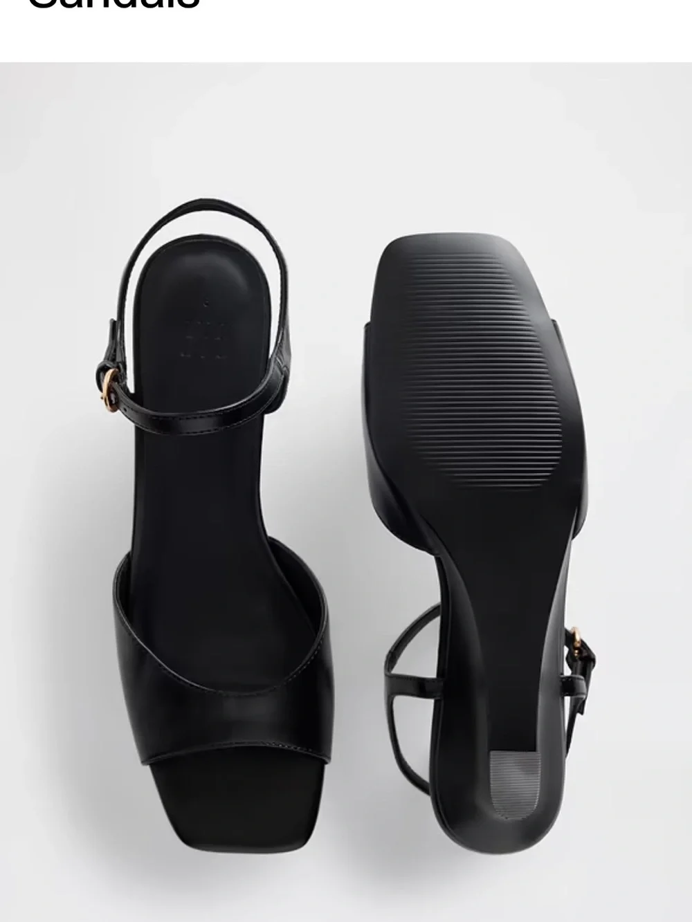 GAP Black Vegan Leather Ankle-Strap Wedge Sandals